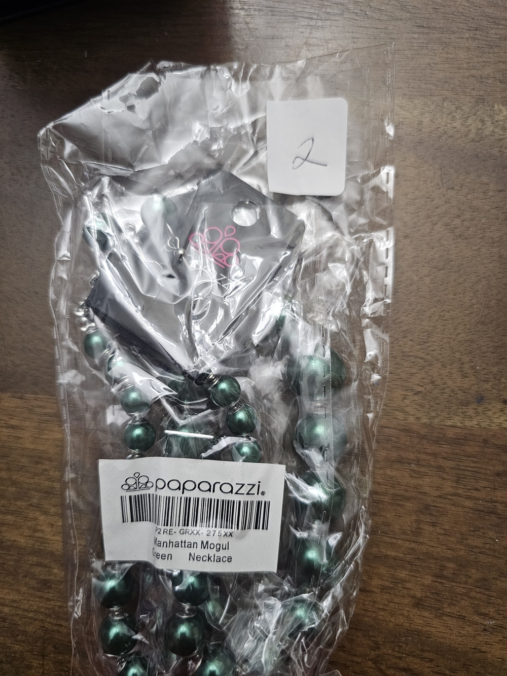 Paparazzi Emerald Pearl Strand Necklace